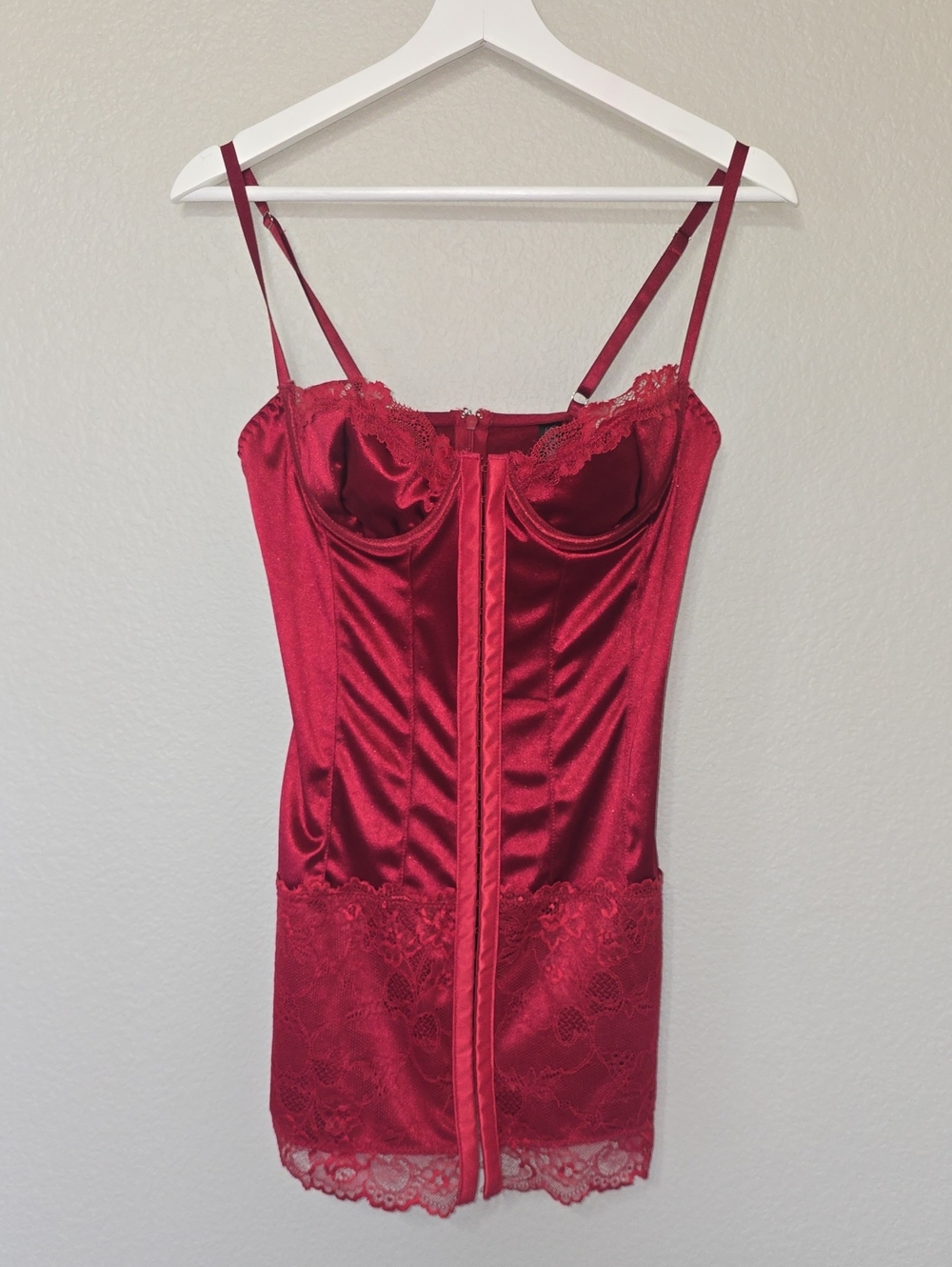 Current Mood Red Satin & Lace Dress